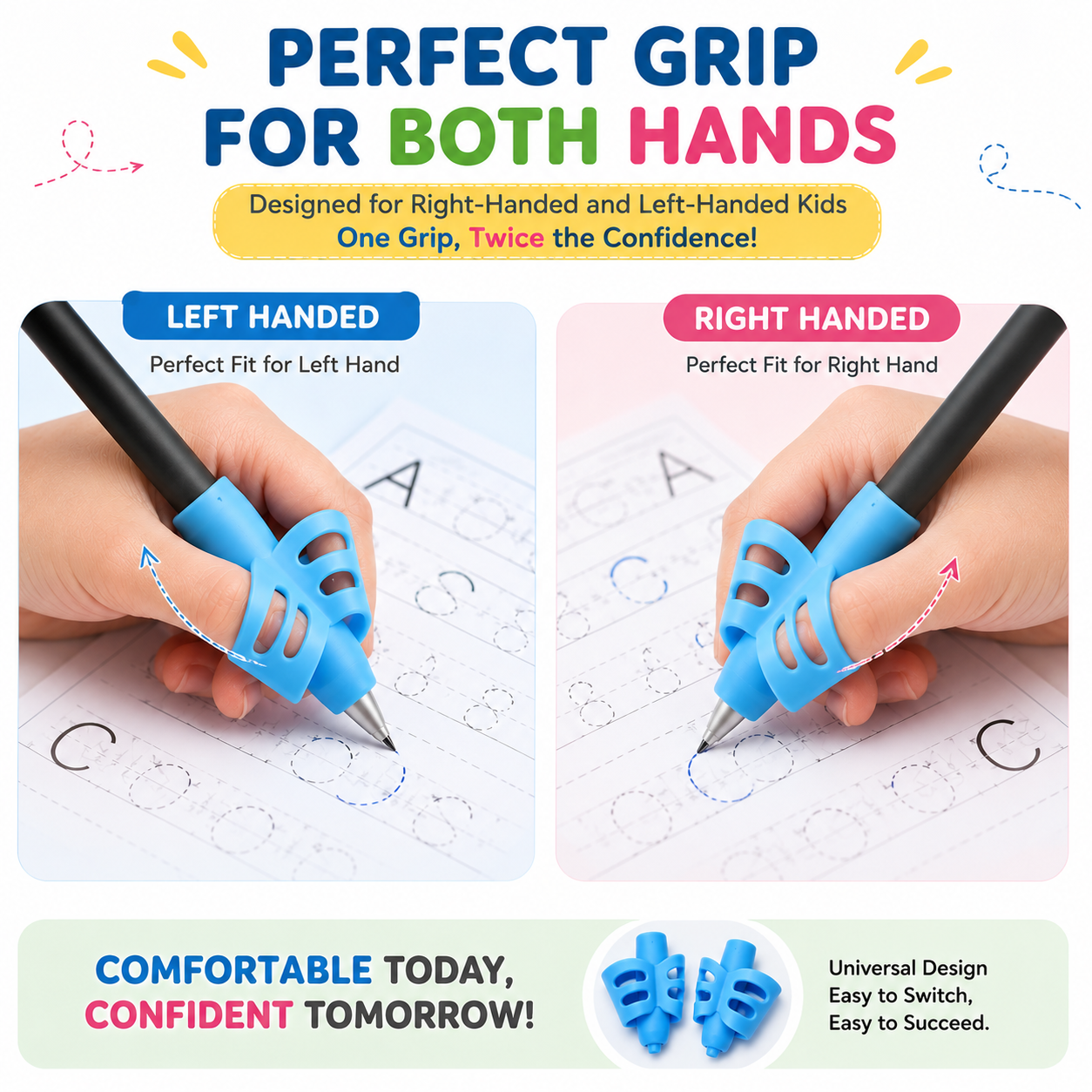 Magic Handwriting Practice Copybook Set (4 Reusable Books + Magic Pen +Refills + Grip)